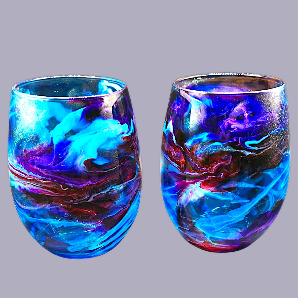 Groovy Grape/15oz Stemless Wine Glass Set Of 2 - Picture 3 of 3